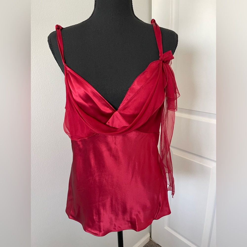 Tessuto Red Satin Cowl-Neck Camisole l Size L l Poshmark